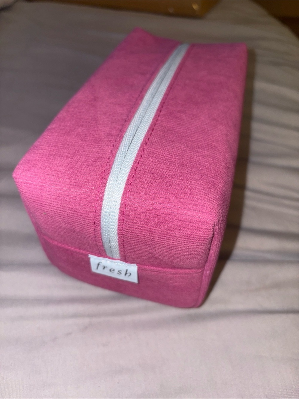 FRESH Beauty Corduroy Cosmetics Pink MakeUp Case Bag - New - Approx 7x4x3.5”